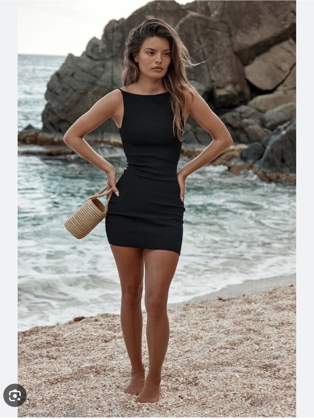 Monday Swimwear Black Ribbed Mini Dress